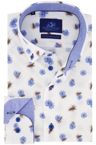 Eden Valley casual overhemd mouwlengte 7 normale fit wit met bloemen p...