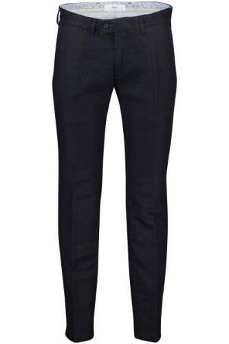 Brax katoenen broek donkerblauw effen 100% linnen Felix Modern Fit