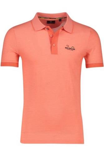 New Zealand Waitaki polo normale fit zalm roze effen met logo katoen