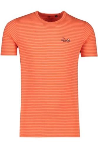 NZA t-shirt Wimbledon met logo wit oranje neon gestreept