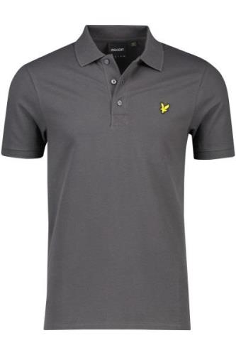 Lyle & Scott polo 3 knoops slim fit grijs effen katoen