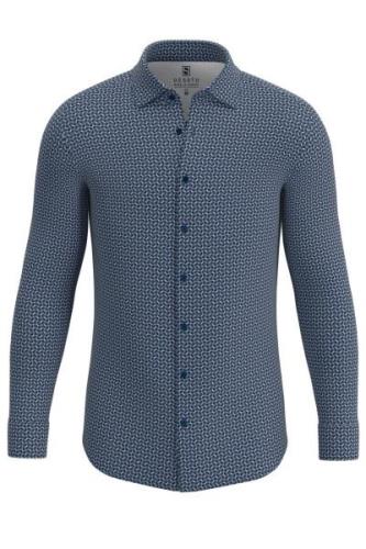 Geprint donkerblauw overhemd slim fit Desoto