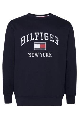 Tommy Hilfiger sweater Big & Tall ronde hals donkerblauw effen katoen