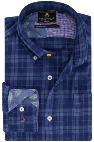 New Zealand casual overhemd Calder normale fit blauw geruit katoen