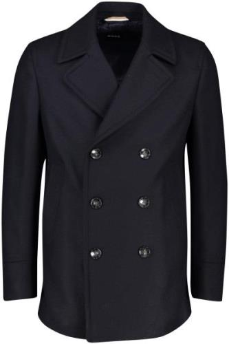 Hugo Boss winterjas donkerblauw effen knopen normale fit