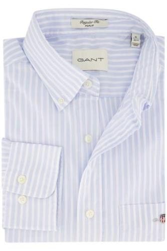 Gant casual overhemd lichtblauw gestreept regular fit katoen