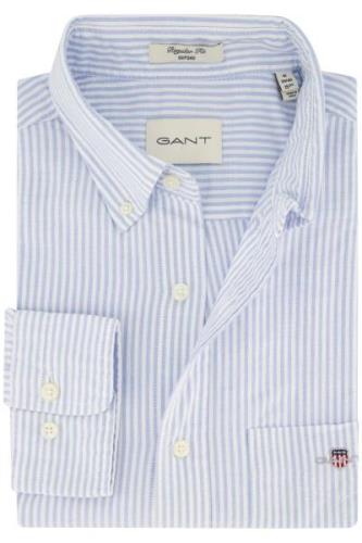 Gant casual regular fit overhemd lichtblauw gestreept katoen