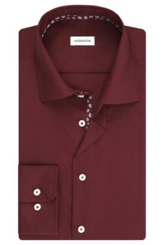Overhemd Seidensticker mouwlengte 7 normale fit rood effen katoen