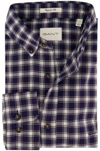 Gant casual overhemd normale fit donkerblauw geruit 100% katoen