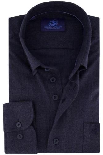 Eden Valley casual overhemd wijde fit donkerblauw effen katoen button-...