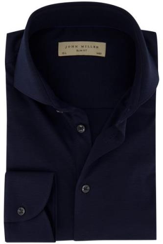 John Miller overhemd katoen slim fit donkerblauw