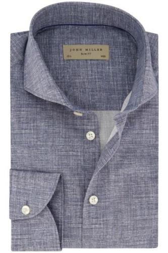 John Miller overhemd katoen blauw slim fit