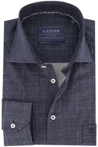 Ledub overhemd Modern Fit New donkerblauw geprint katoen