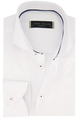 John Miller tailored fit overhemd mouwlengte 7 wit effen katoen