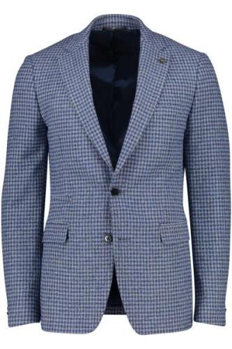 Cavallaro geruite colbert blauw slim fit borstzak