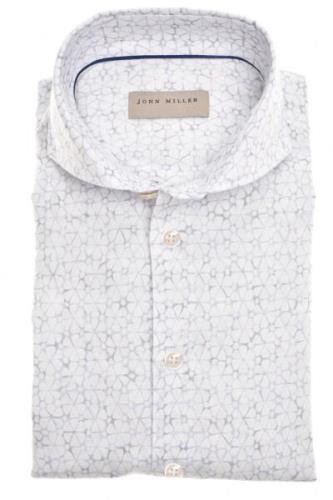 linnen John Miller overhemd Tailored Fit wit geprint