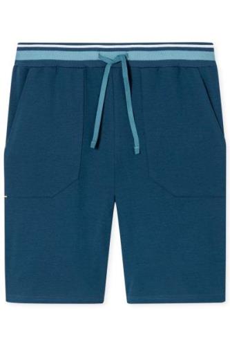 Schiesser blauwe korte pyjamabroek katoen