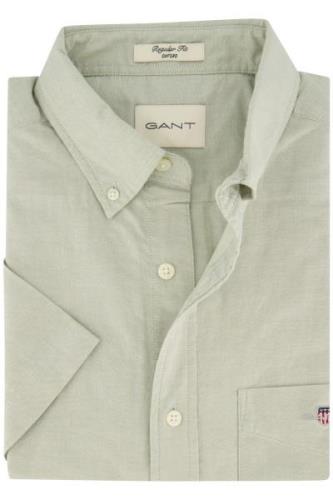 Gant casual overhemd korte mouw regular fit lichtgroen effen katoen