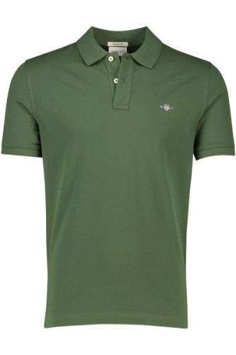 Gant casual polo normale fit groen effen katoen