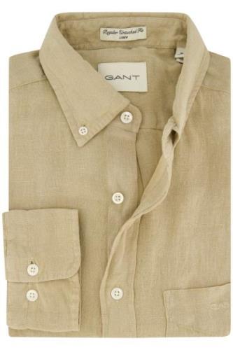 Gant regular fit overhemd beige linnen