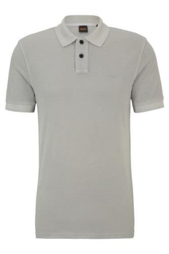 katoenen Boss orange polo normale fit effen grijs