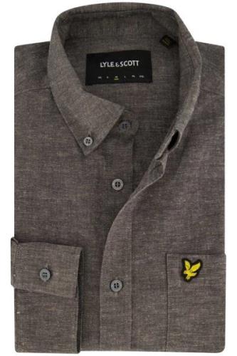 Lyle & Scott grijs gemêleerde overhemd normale fit katoen