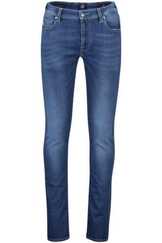 Tramarossa jeans Leonardo blauw effen katoen lichte stiksel