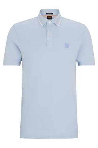 Hugo Boss polo slim fit lichtblauw effen katoen stretch