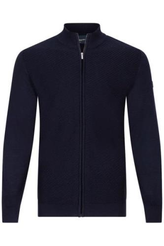 katoenen Cavallaro vest ronde hals effen donkerblauw