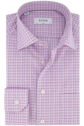 Eton business overhemd Classic Fit roze geruit katoen normale fit met ...