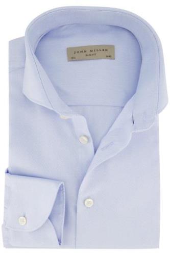 Slim Fit John Miller overhemd strijkvrij mouwlengte 7 lichtblauw katoe...