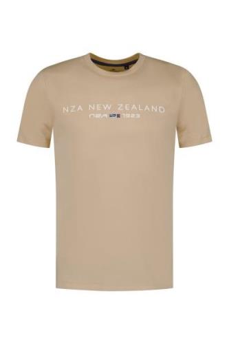 Beige New Zealand t-shirt opdruk katoen