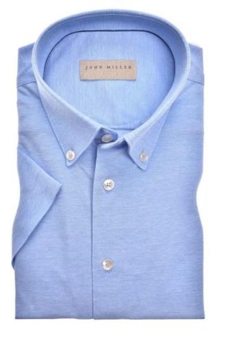 John Miller overhemd korte mouw John Miller Slim Fit slim fit blauw ef...