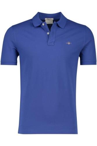 2-knoops Gant polo katoen regular fit blauw