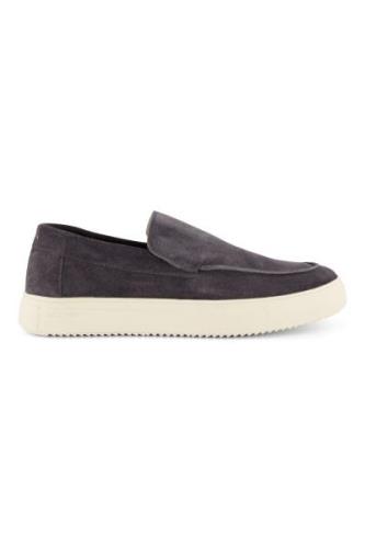 Blackstone instapper blauw effen leer suede