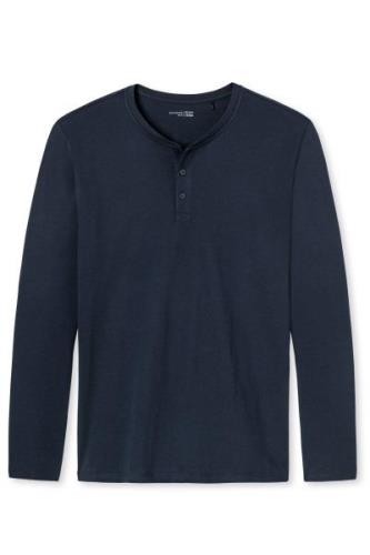 Lange mouwen Schiesser pyjamashirt donkerblauw