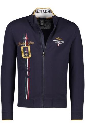 katoenen Aeronautica Militare vest donkerblauw rits print