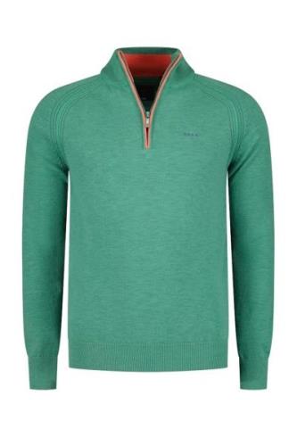 katoenen New Zealand sweater half zip groen