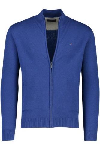 Portofino vest blauw rits effen katoen hoge hals