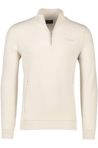 Cavallaro sweater half zip beige katoen