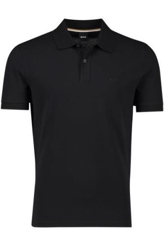 Katoenen Boss Black Pallas polo effen zwart wijde fit