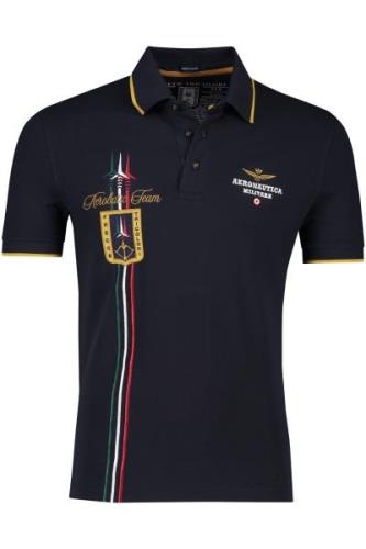 Katoenen Aeronautica Militare polo slim fit donkerblauw geprint