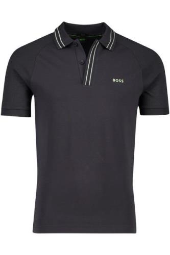 Boss 2-knoops Paule polo slim fit stretch katoen donkergrijs