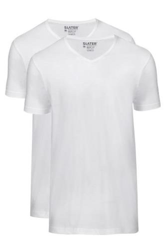 Slater t-shirt effen 100% katoen wit 2-pack