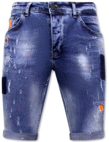 Local Fanatic Korte skinny broek met verfspatten 1008