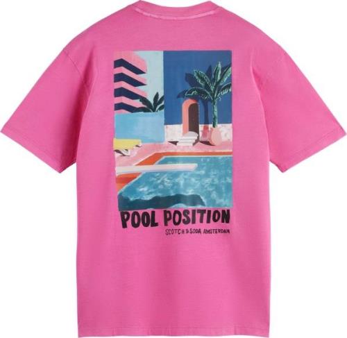 Scotch & Soda Artwork chest pocket tee cerise