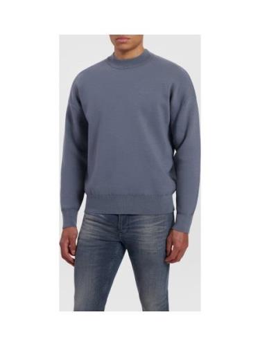 Purewhite Purewhite - Heren Loose Fit Knitwear Crewneck LS - Blue