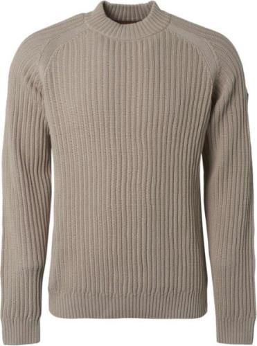 No Excess Pullover crewneck solid rib jacquar stone