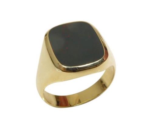 Christian Gouden cachet ring met heliotroop