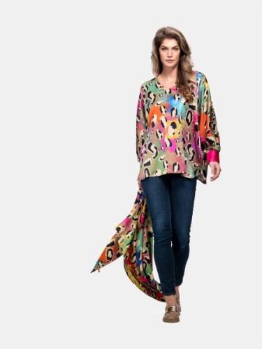 Mucho Gusto Zijden blouse beverly hills kleurrijke luipaardprint